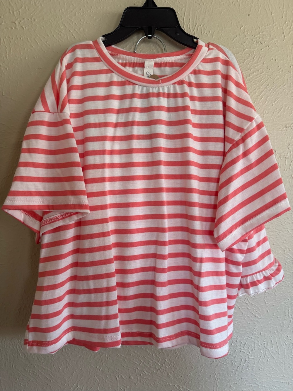 Coral Stripe Top and Ruffle Shorts